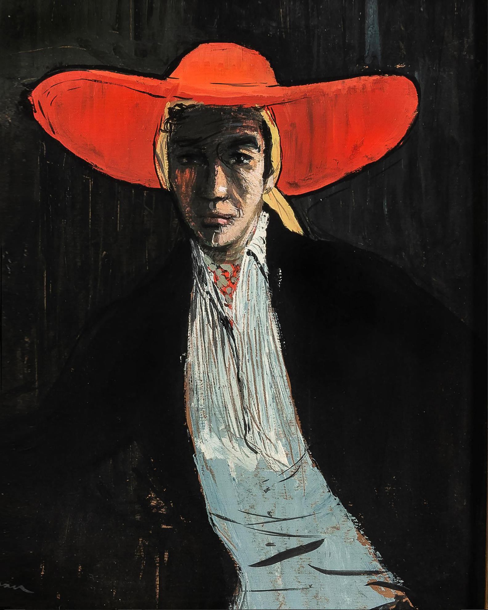 Rene Gruau Figure In A Wide Brimmed Red Hat Widewalls