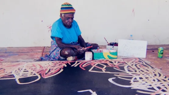 Emily Kngwarreye painting Yam Awelye, 1995