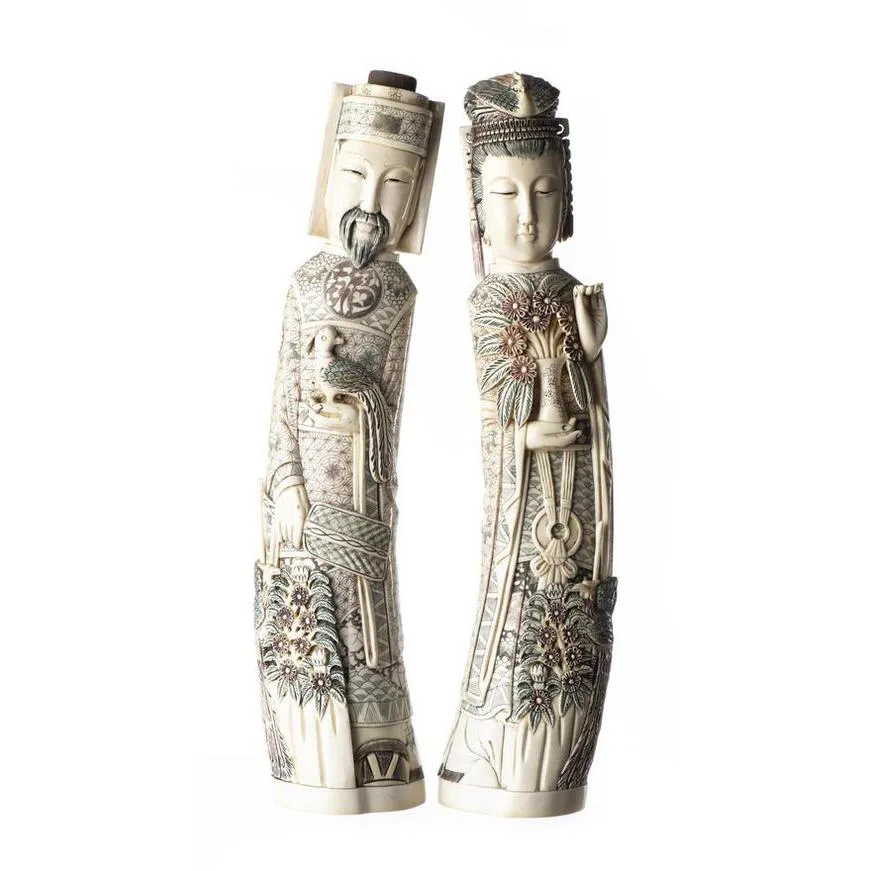 China, Two Chinese Ivory Sculptures From Hong Kong Representing a