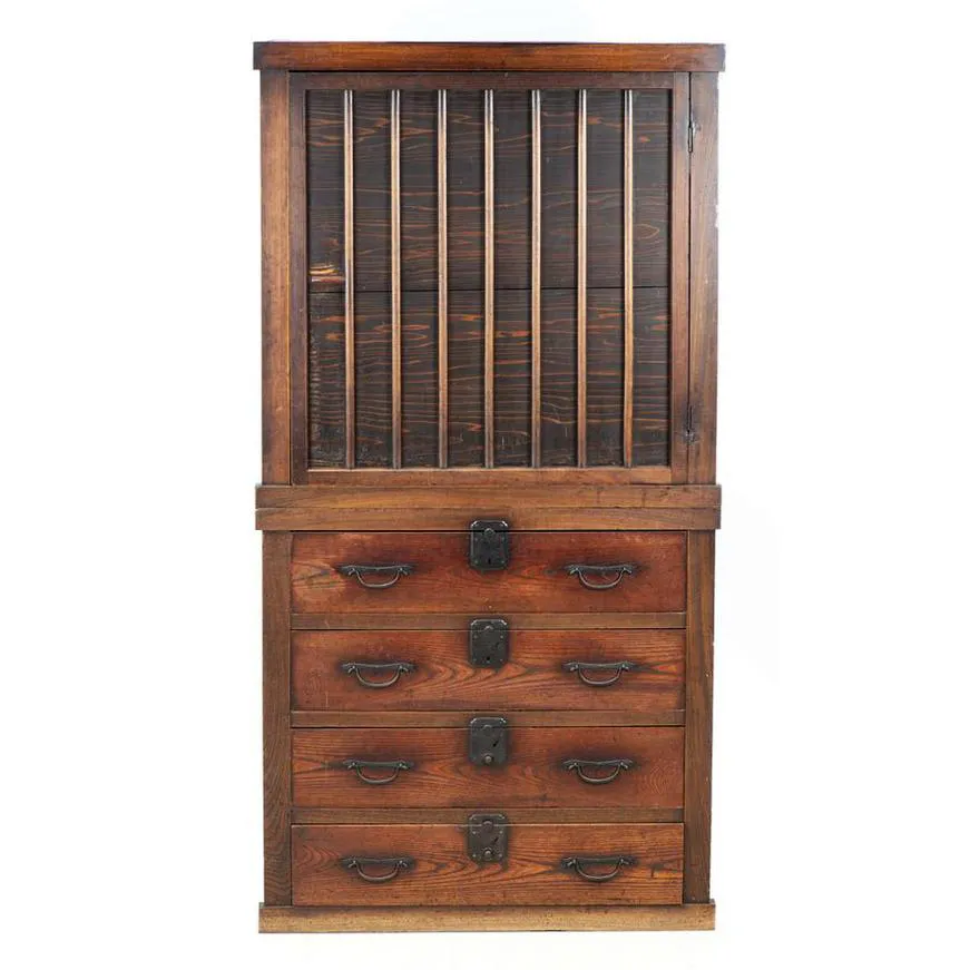 Japan, Tansu in 2 Elements With Four Drawers Widewalls