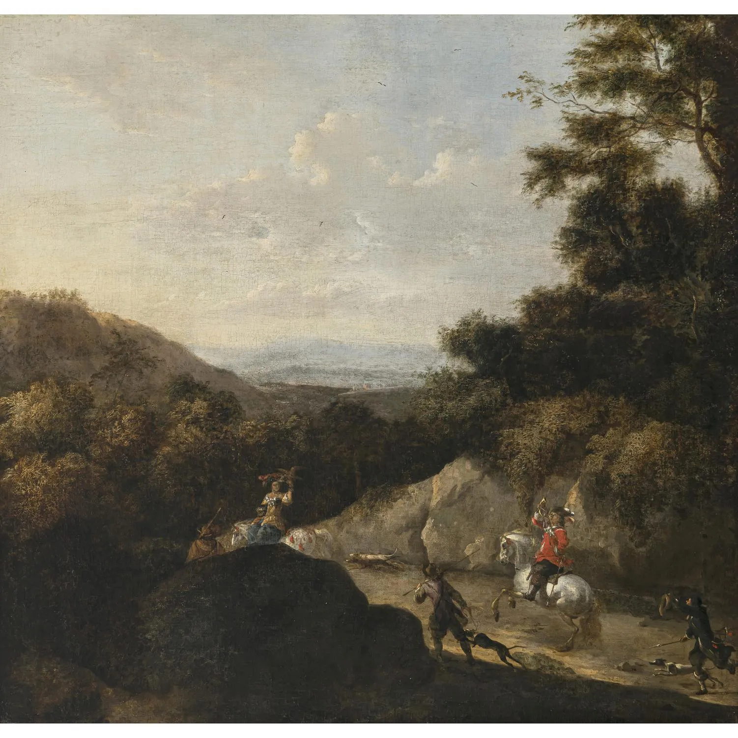 Frederik De Moucheron (circle of) Falcon hunting in extensive