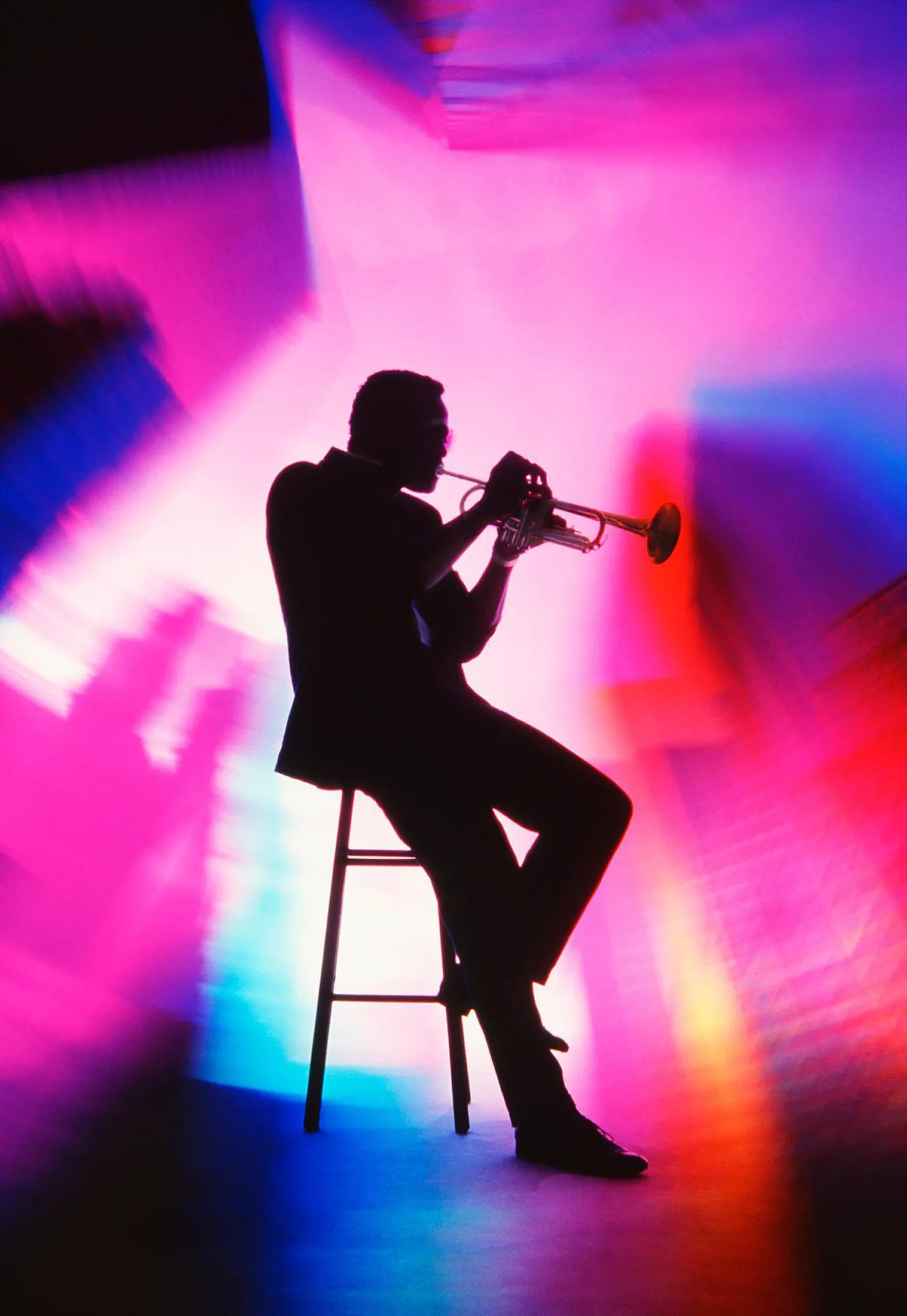 Mitchell Funk - Joyful Jazz Trumpet Player in Silhouette Floating Orange  Sunset Los Angeles