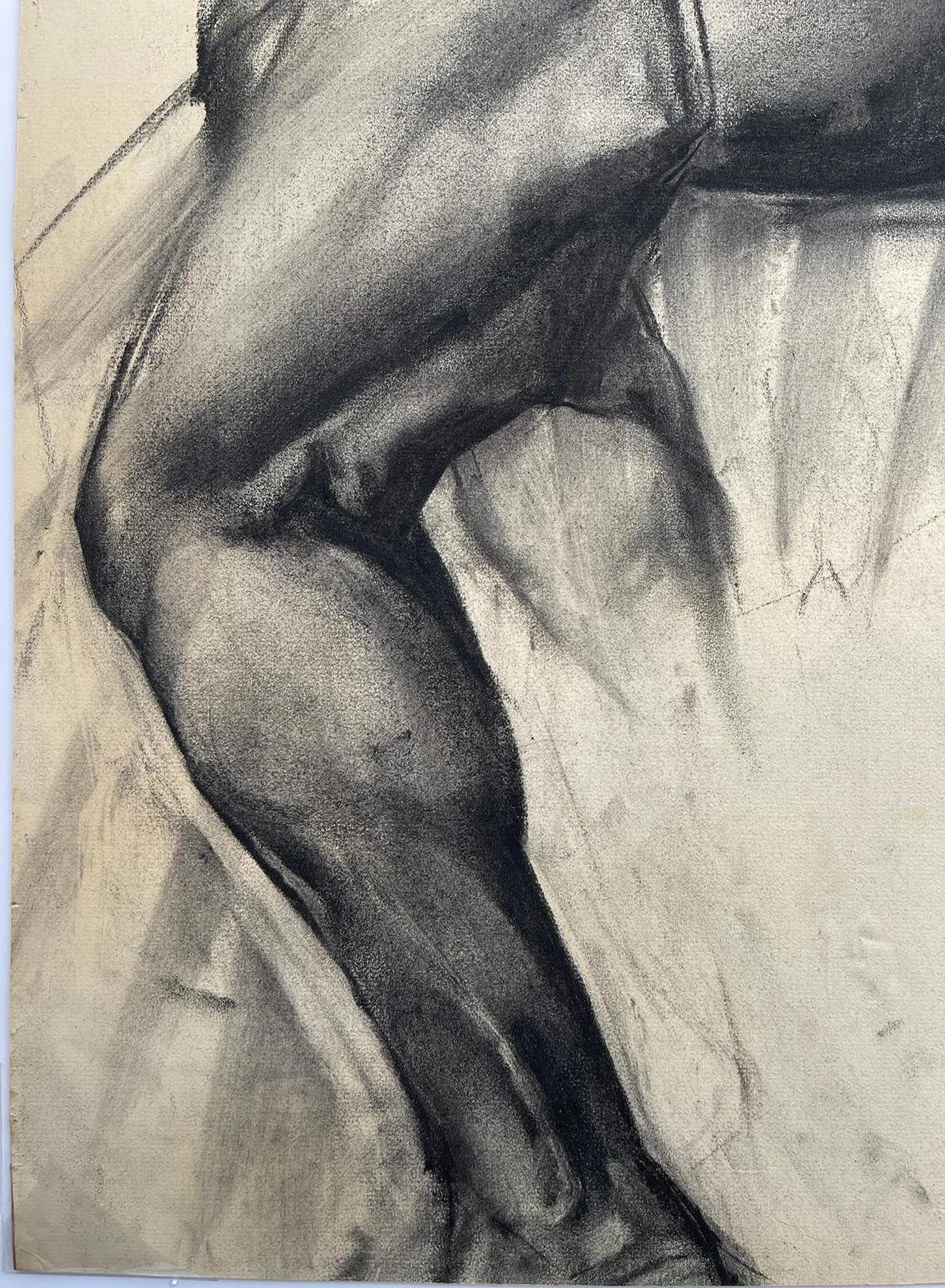 John R. Grabach - Black Male Nude Sitting, Academic Charcoal Nude Figure  Drawing Life Class | Widewalls