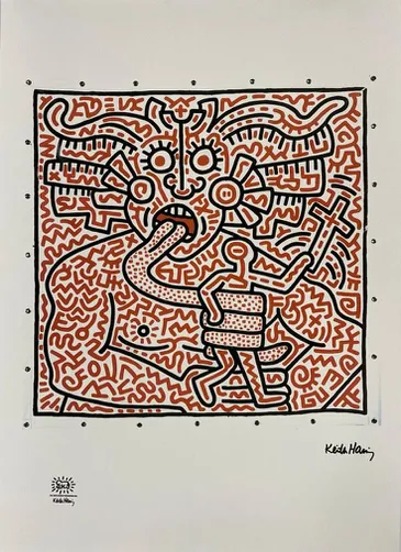 Kieth Haring キース へリング 直筆作品 A4サイズ-