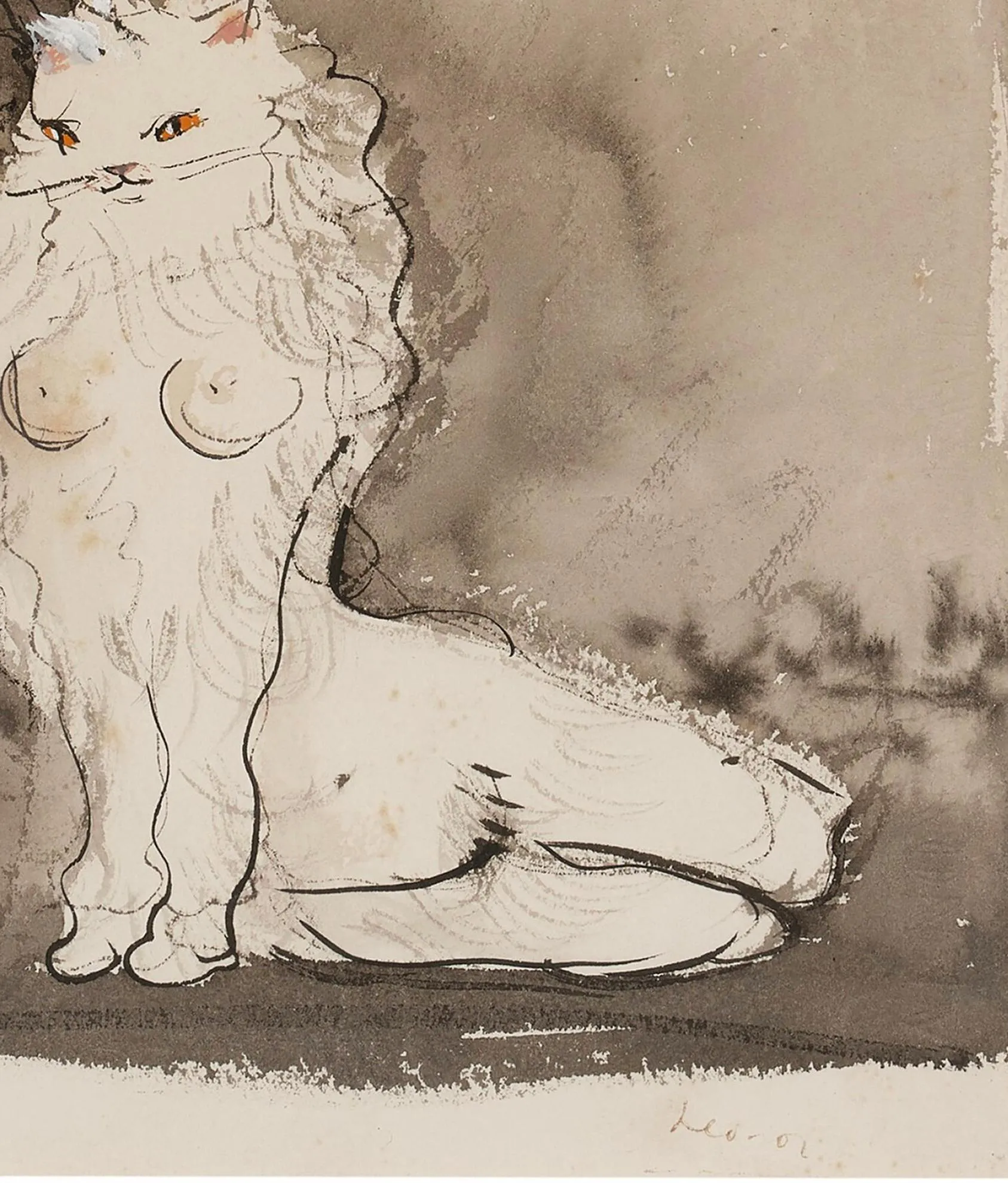 Leonor Fini - Sexy Cat - Nude Unicorn Cat Woman - Chat Surrealiste |  Widewalls