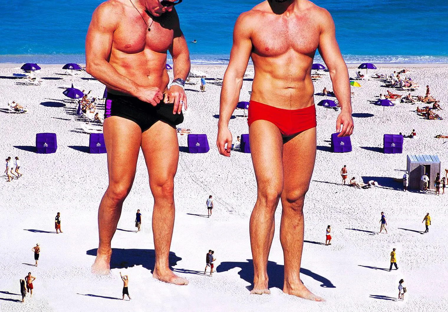 Miami Nudist Beach Pics Gallery - Mitchell Funk - Semi Nude Men, Muscle Beach Miami Beach | Widewalls