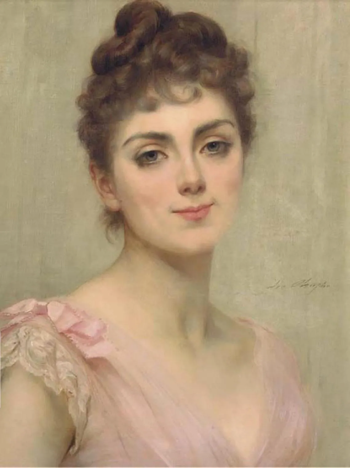 Charles Joshua Chaplin - Beautiful Woman, The Coy Look - French Painting |  Widewalls