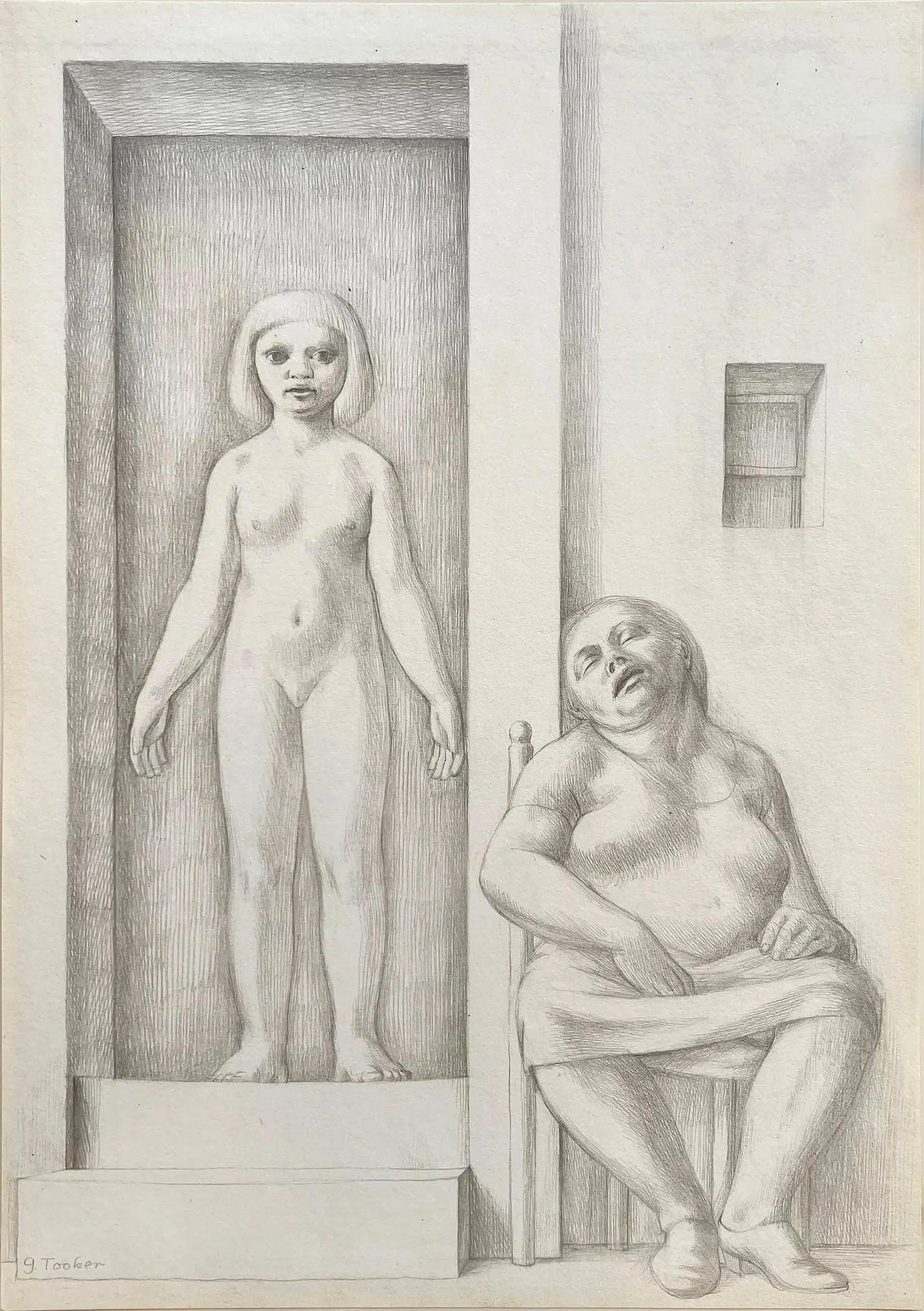 George Tooker - Two Women, Erotic Nude Woman - Lesbian Dream - Existential  Magic Realism | Widewalls