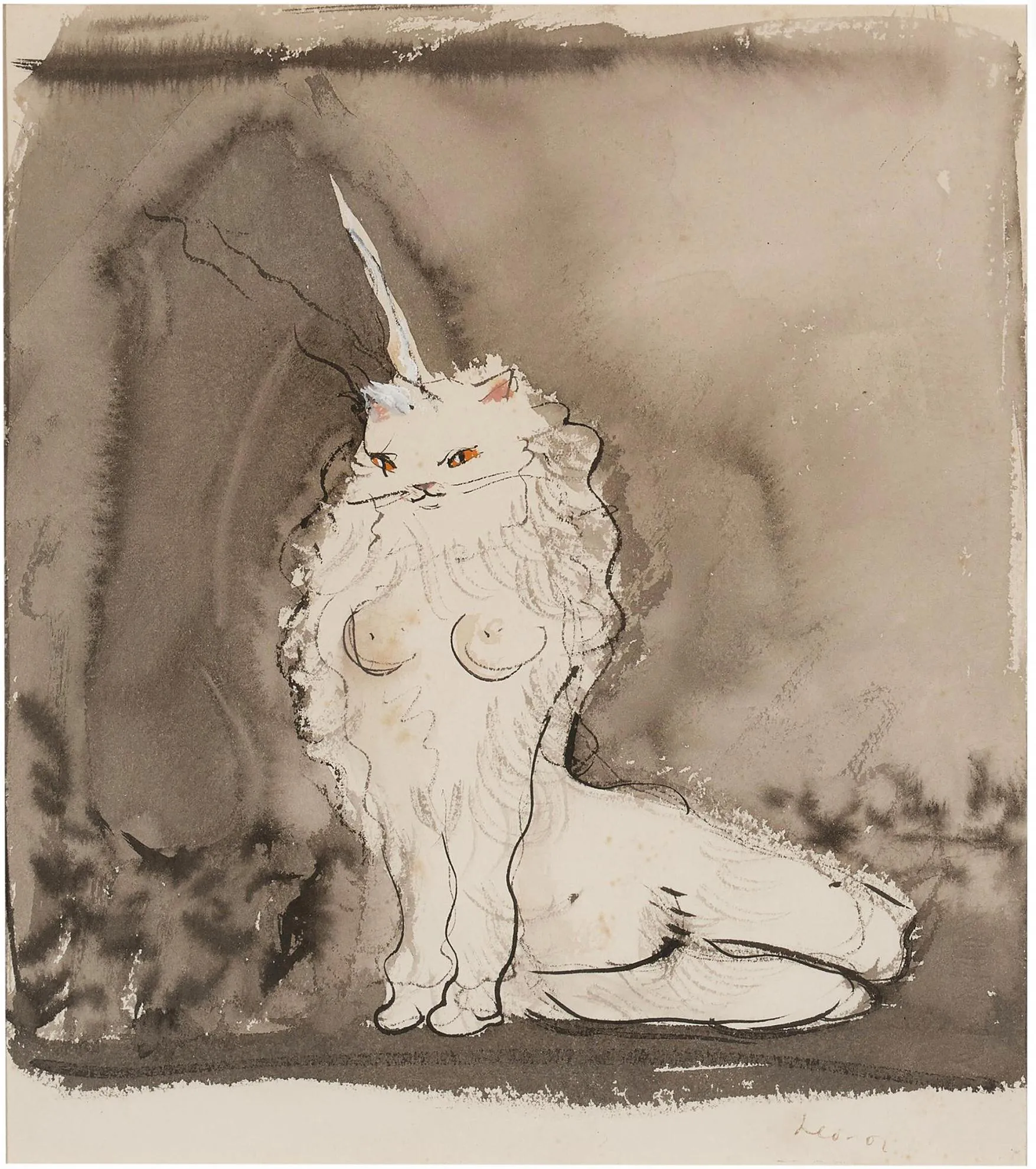 Leonor Fini - Sexy Cat - Nude Unicorn Cat Woman - Chat Surrealiste |  Widewalls