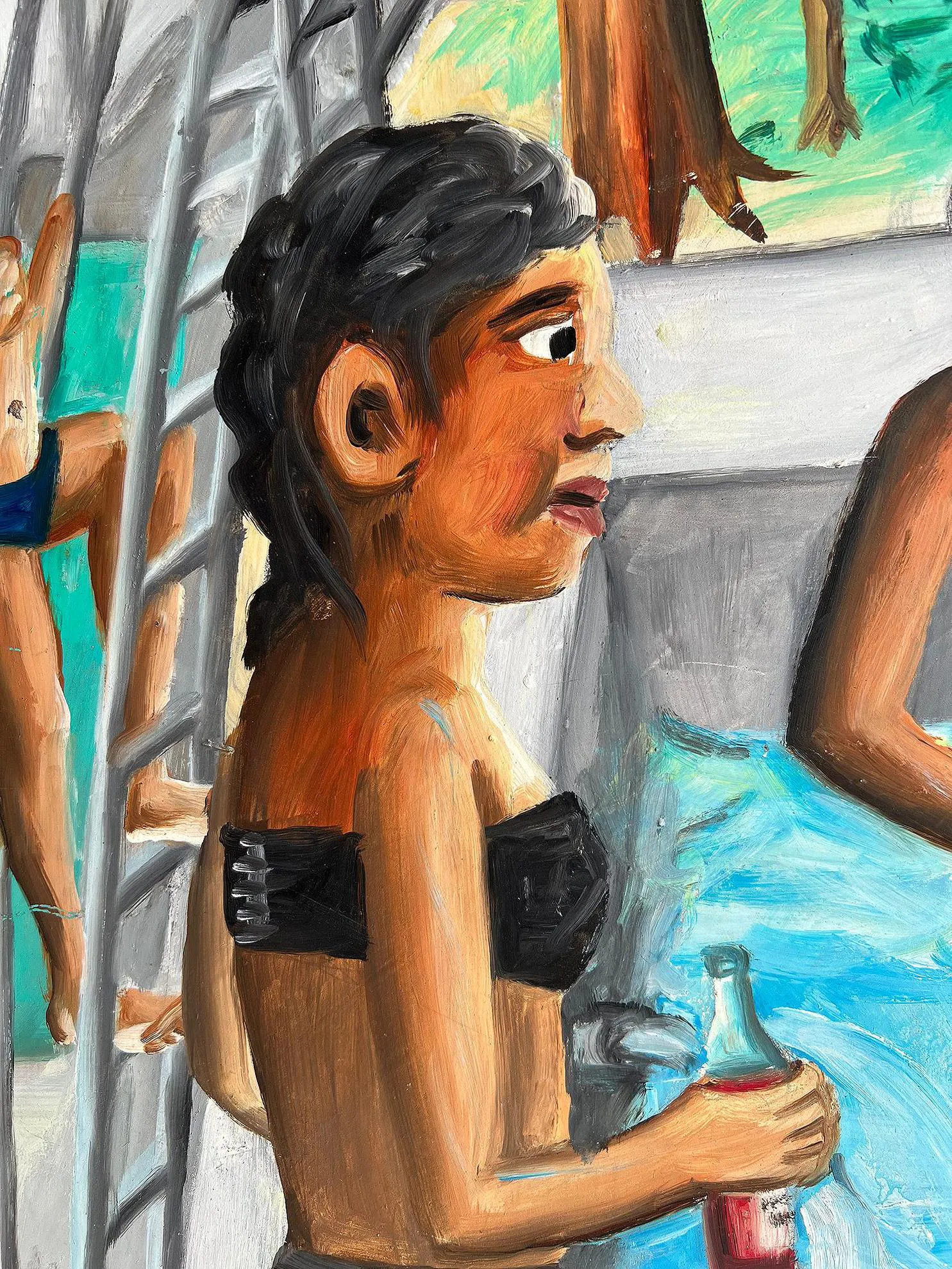 Wilson Bigaud - What Are They Looking At ? Sexy Nude Naive Caribbean Art ,  Swimming Pool Party | Widewalls