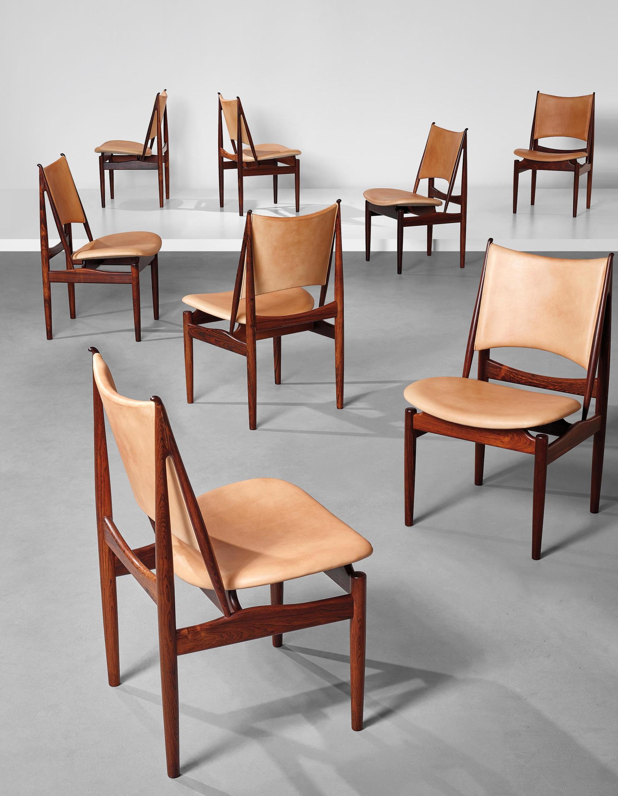 Rare Set Of Eight 'Egyptian' Dining Chairs, Model No. Fj 49 | Widewalls