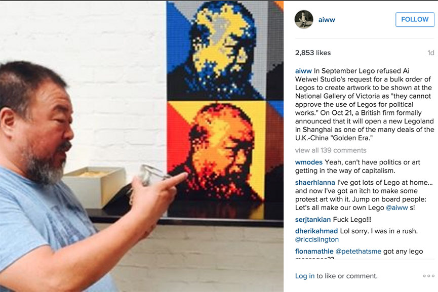 Advarsel effektivitet banner Ai Weiwei Will not be Able to Use Lego Toys for his Art – for Political  Reasons | Widewalls