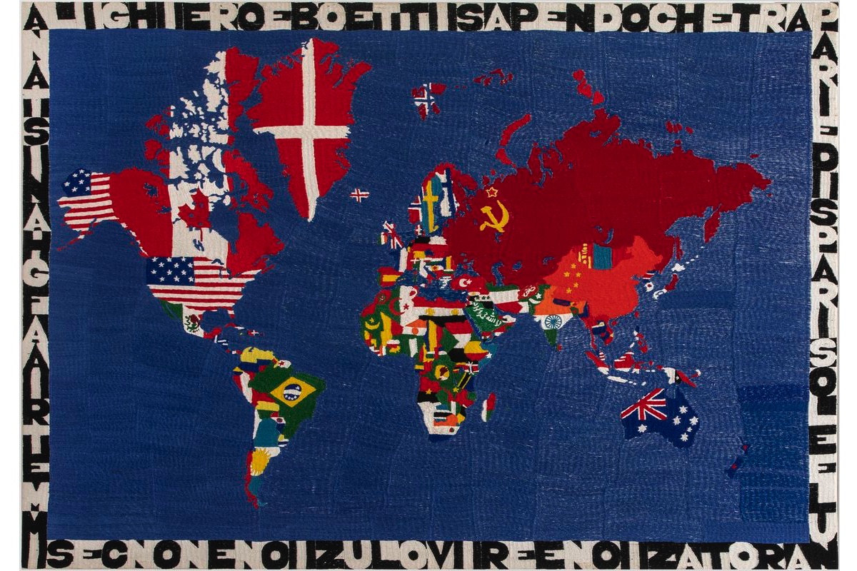 Robilant Voena Brings Together Embroidered Maps By Alighiero Boetti