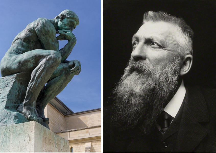 Auguste Rodin The Thinker, Rodin Museum collection in Paris / Auguste Rodin, the thinker sculptor by George Charles Beresford, 1902