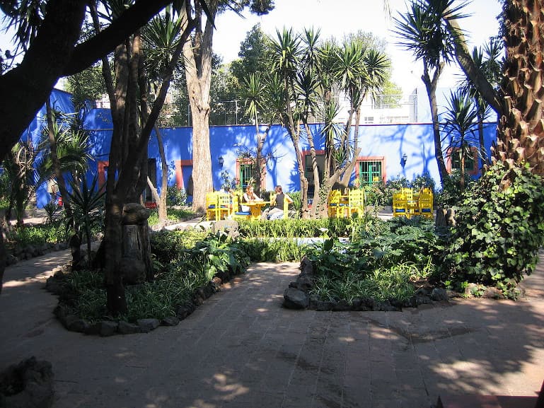 Garden courtyard of casa azul frida kahlo