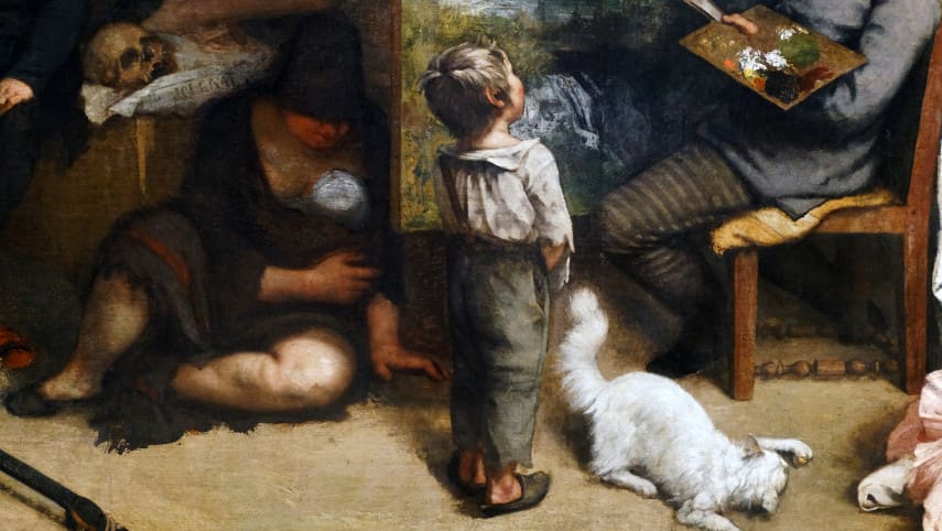 Gustave Courbet - The Painter's 1855 Studio, view of another detail of the artists finest paintings
