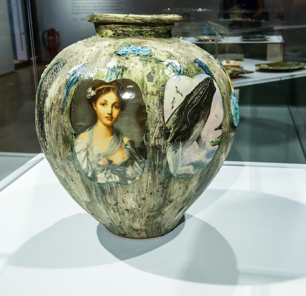 Installation view. Grayson Perry,  The Pre-Therapy Years, hand crafted vase and other works