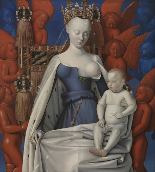 Jean Fouquet, Virgin and Child Surrounded by Angels, c. 1452, right wing of the Melun diptych