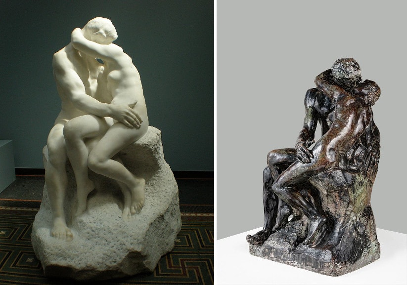 Left Auguste Rodin The Kiss 1886 Right The Kiss Rodin sculpture, 1889 version
