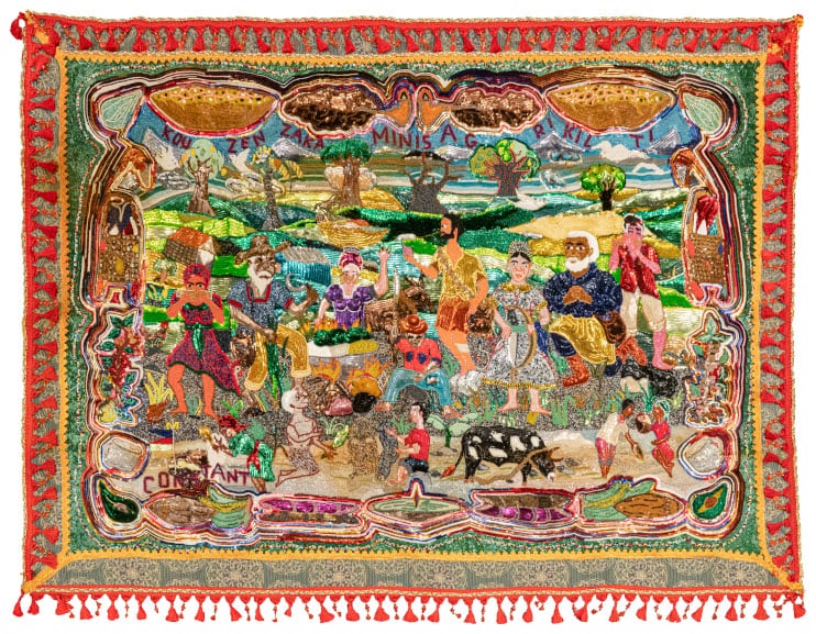 Myrlande Constant's Dazzling HandBeaded and SequinEmbroidered Textile