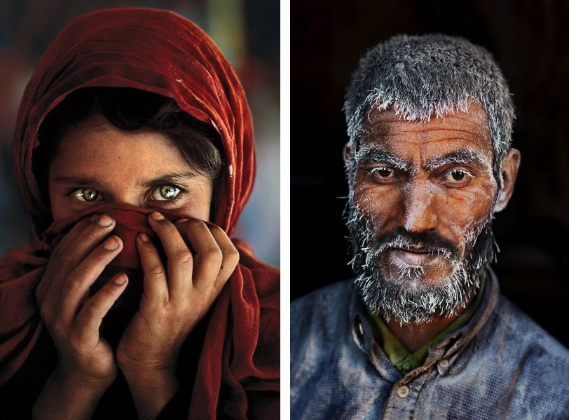 Steve McCurry - Afghan Girl with Hands on Face, Pakistan, 1984, Steve McCurry - Candy Factory Worker, Afghanistan, 2006