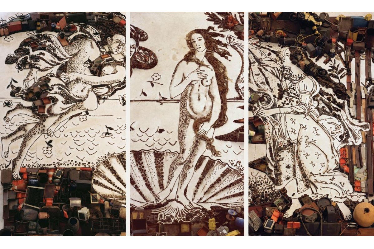 Vik Muniz - The Birth of Venus, after Botticelli (from Pictures of Junk), 2008 (triptych)