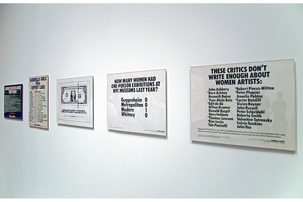 Works by the Guerrilla Girls exhibit at the Museum of Modern Art