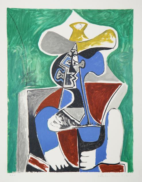 Pablo Picasso - Buste au Chapeau Jaune et Gris | Widewalls