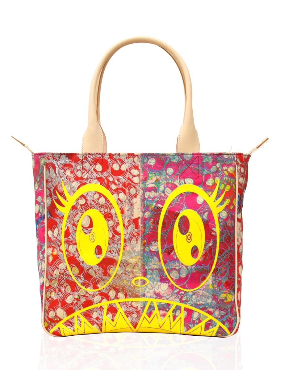 Takashi Murakami - Canvas Handbag - Red Skulls / Yellow / Flowers ...
