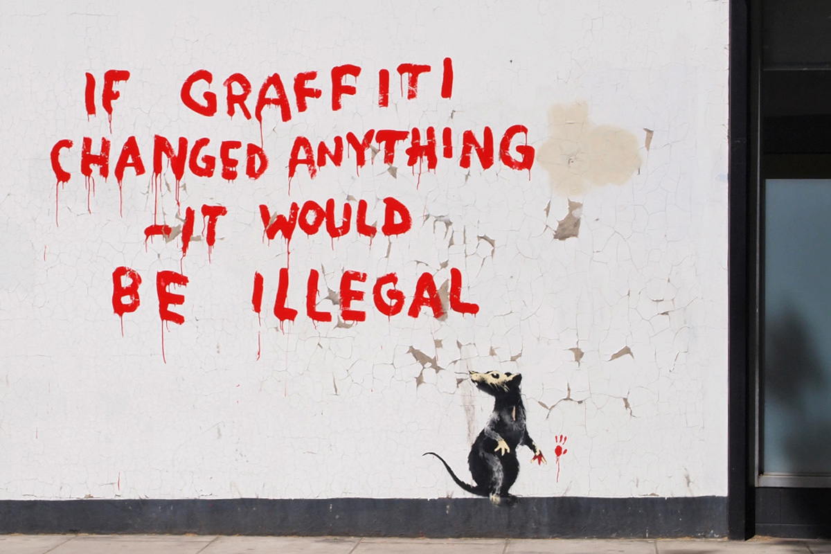 Banksy - If Graffiti Changed Anything - It Would Be Illegal | Widewalls