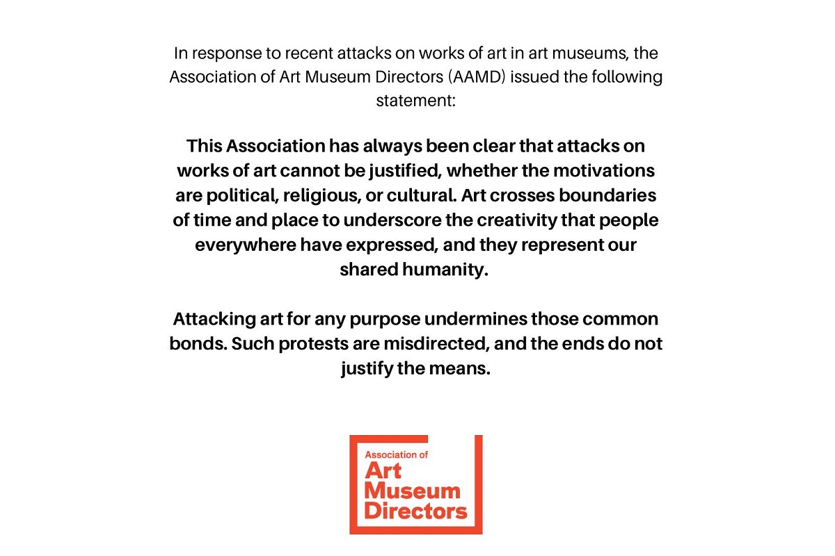 Prominent Museum Group Says Attacks On Art By Climate Activists Are 